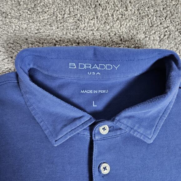 B Draddy Shirt Mens Large Blue Polo Stretch Golf Faded Pima Cotton Blend *Read* - Picture 2 of 12
